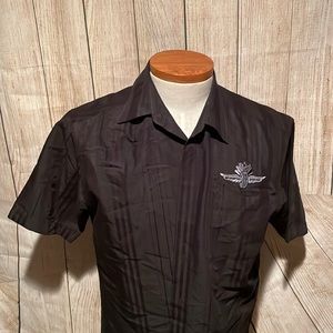 Vintage Indianapolis Motor Speedway Black  button up short shirt size L